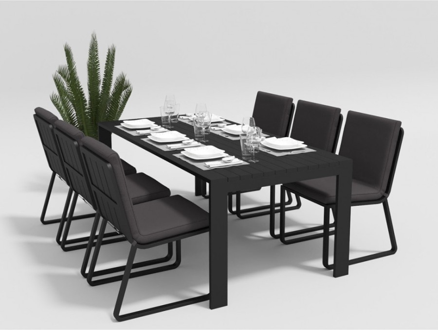Обеденная группа Malia 180 с подлокотниками антрацит Gardenini