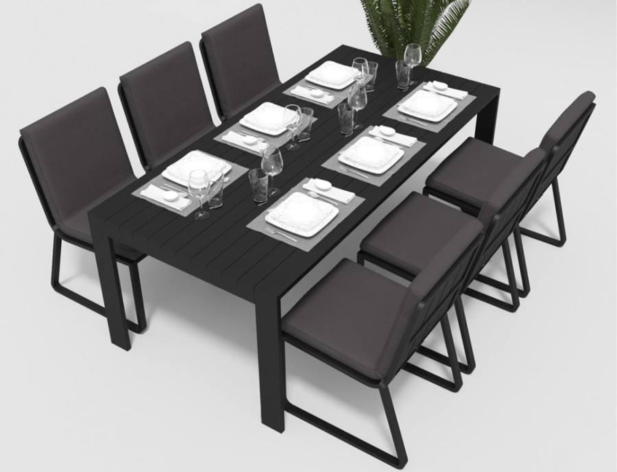 Обеденная группа Malia 180 с подлокотниками антрацит Gardenini