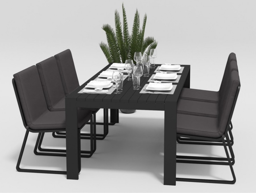 Обеденная группа Malia 180 с подлокотниками антрацит Gardenini