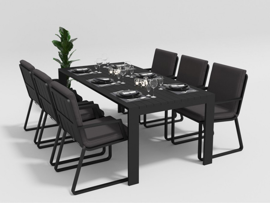 Обеденная группа Malia 180 с подлокотниками антрацит Gardenini