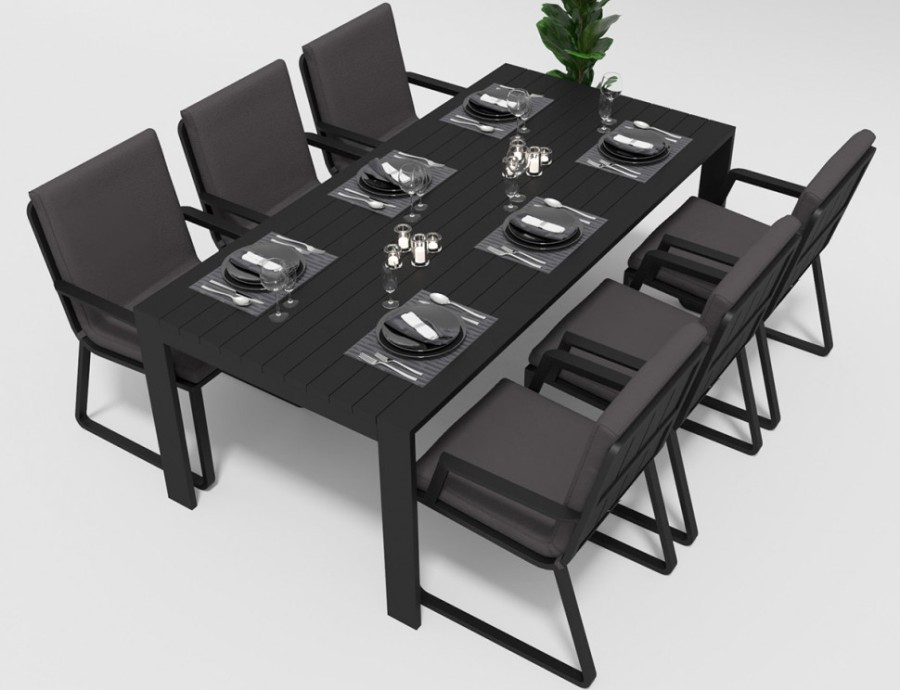 Обеденная группа Malia 180 с подлокотниками антрацит Gardenini