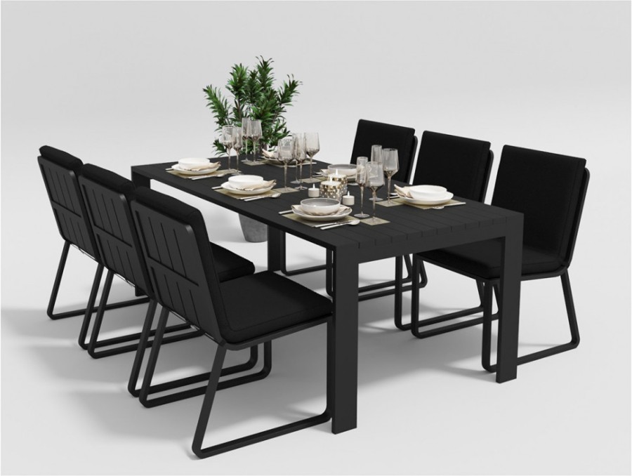 Обеденная группа Malia 180 с подлокотниками антрацит Gardenini