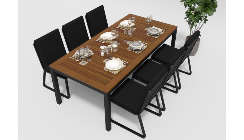 Обеденная группа Bella Voglie 220 черная Gardenini