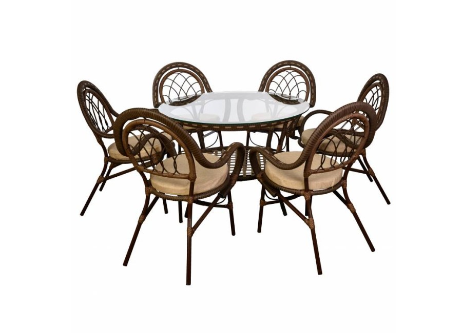 Стол Java Ява из искусственного ротанга, орех Garden story