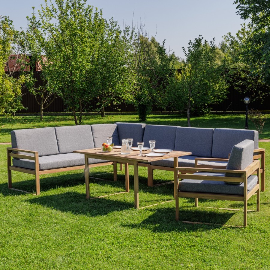 Обеденный комплект BROOKLYN с угловым диваном из акации Royal Family