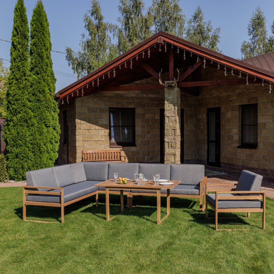 Обеденный комплект BROOKLYN с угловым диваном из акации Royal Family