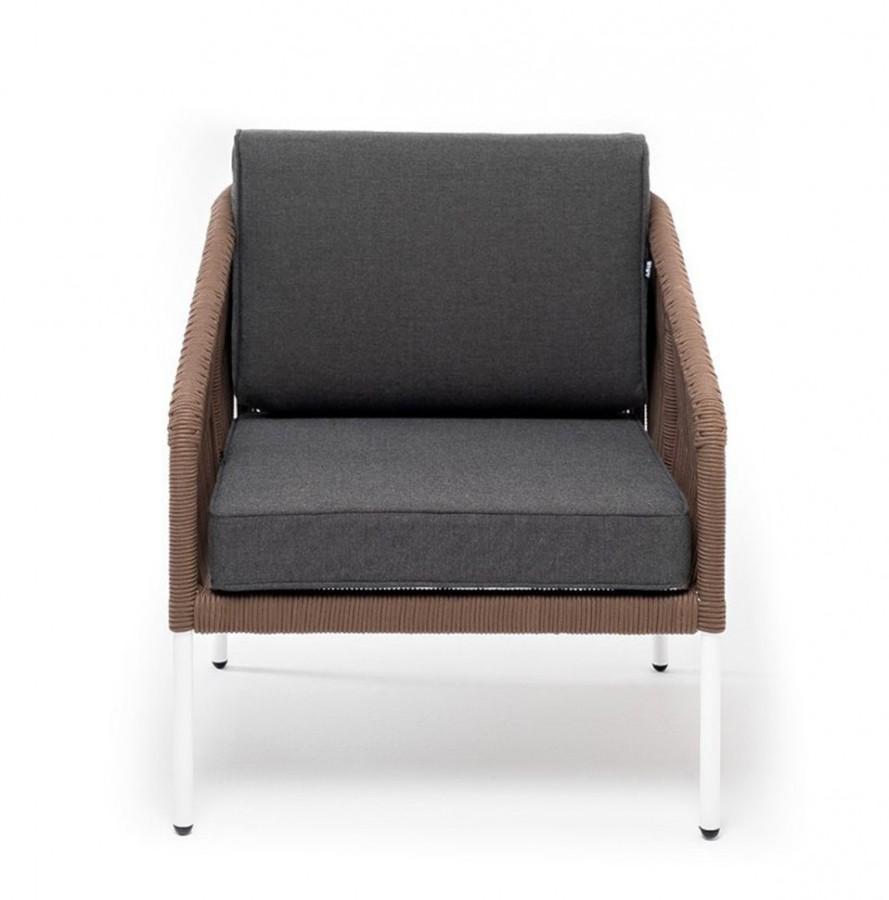 Кресло плетеное из роупа Канны бело-коричневое 4sis