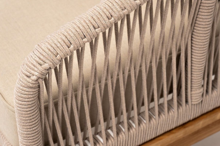 Плетеное кресло из роупа Канны, основание из дуба, бежевое 4sis