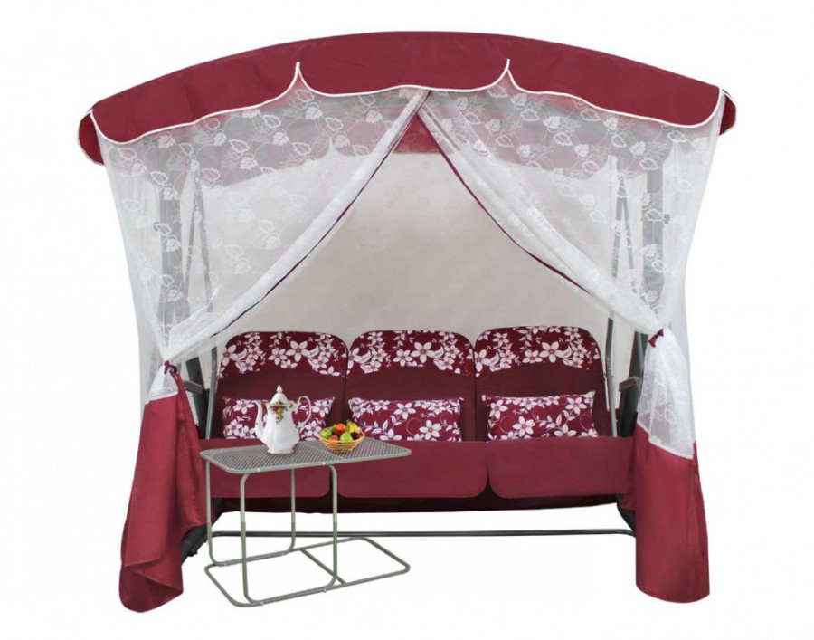 Садовые качели Элегант Премиум со столиком Бордо Garden