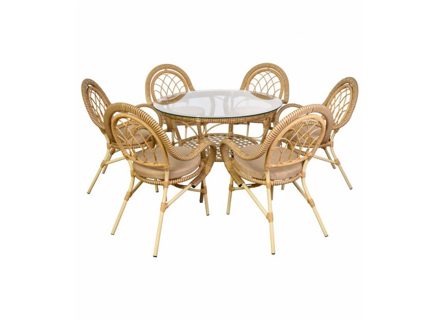 Стол Java (Ява) из искусственного ротанга, слоновая кость Garden story