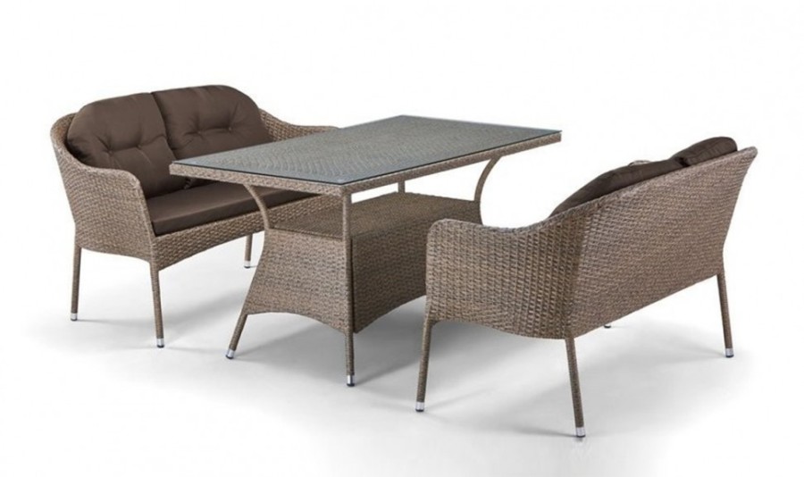 Плетеный диван из искусственного ротанга S54B-W56 Light brown Афина