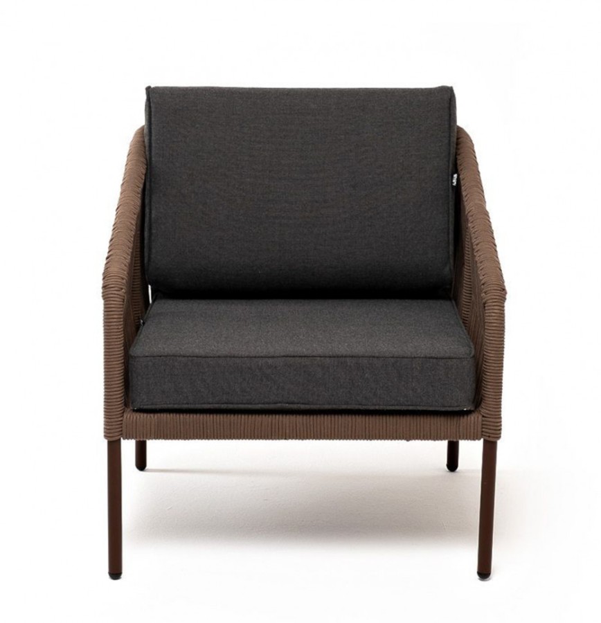 Кресло плетеное из роупа Канны серо-коричневое 4sis