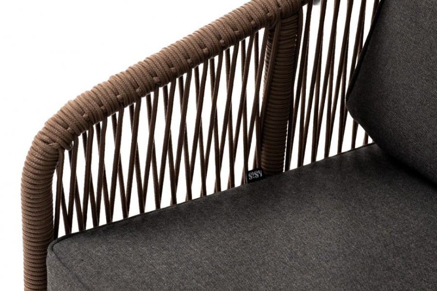 Кресло плетеное из роупа Канны серо-коричневое 4sis