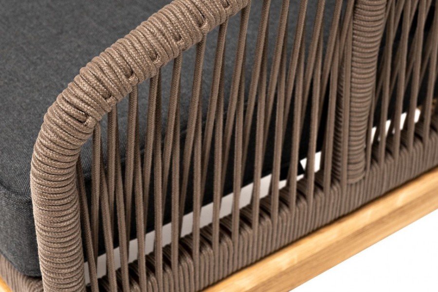Плетеное кресло из роупа Канны, основание из дуба, серо-коричневое 4sis