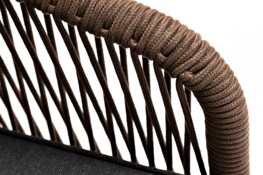 Плетеное кресло из роупа Канны, основание из дуба, серо-коричневое 4sis
