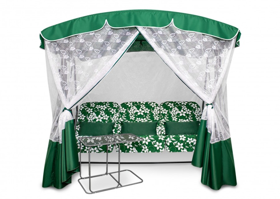 Садовые качели Элегант Премиум со столиком Зеленый Garden