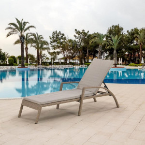 Шезлонг-лежак плетеный A30B2-W56 Light Brown с матрасом Афина