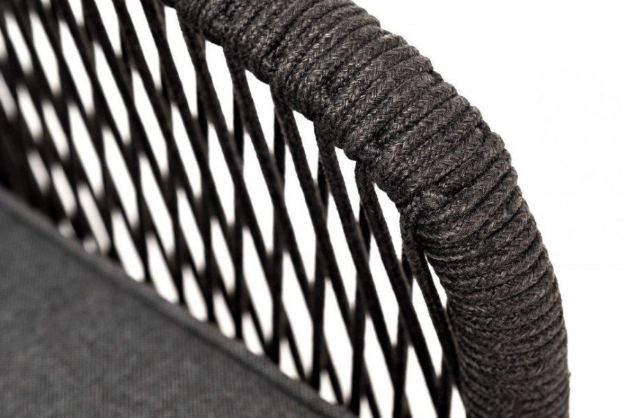 Плетеное кресло из роупа Канны, основание из дуба, темно-серое 4sis