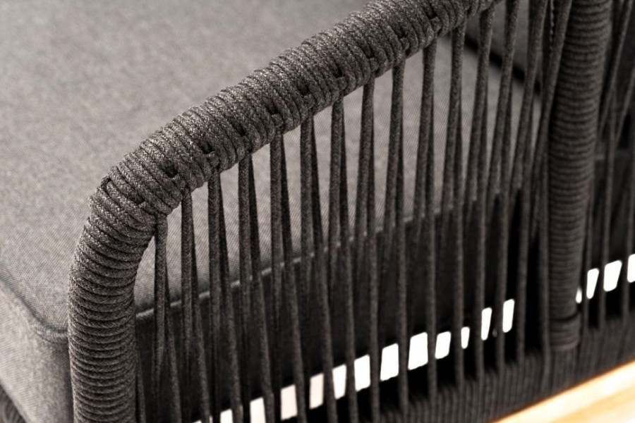 Плетеное кресло из роупа Канны, основание из дуба, темно-серое 4sis