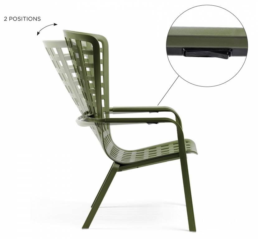 Лаунж-кресло пластиковое регулируемое Folio агава Nardi