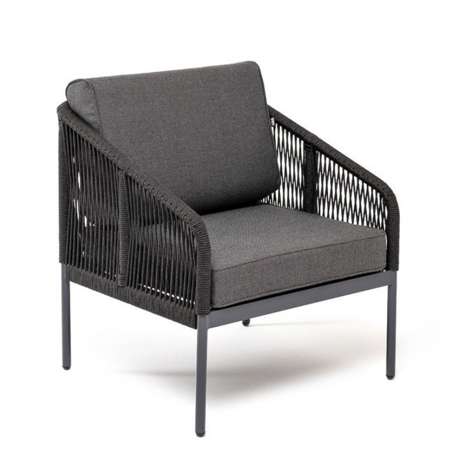 Кресло плетеное из роупа Канны темно-серое 4sis