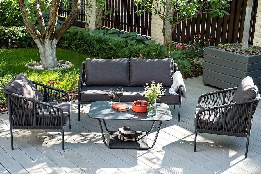 Кресло плетеное из роупа Канны темно-серое 4sis