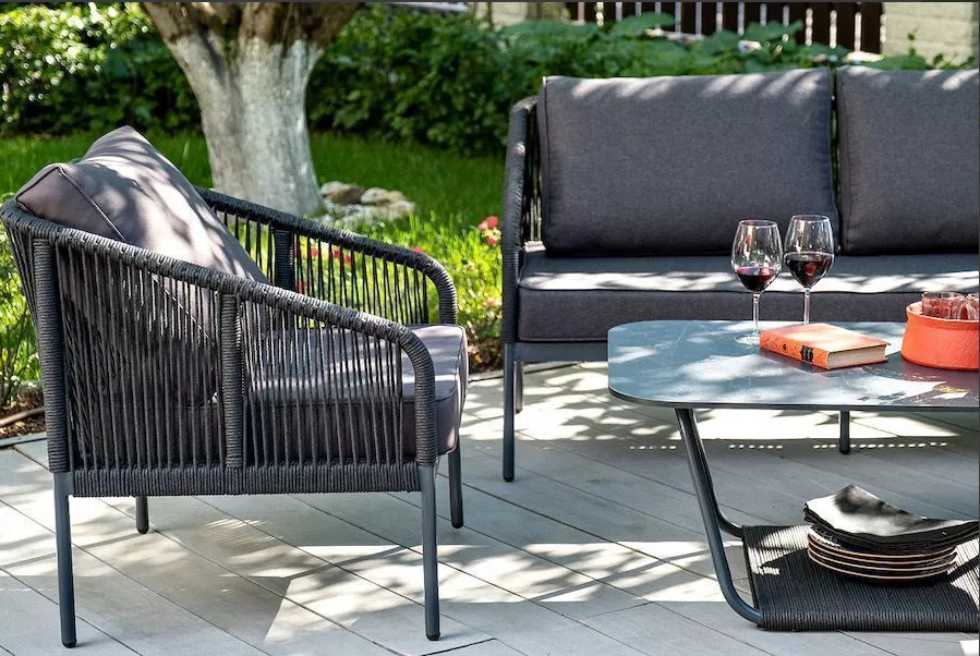 Кресло плетеное из роупа Канны темно-серое 4sis