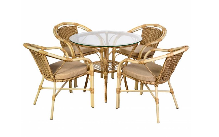 Стол Bali (Бали) из искусственного ротанга, слоновая кость Garden story