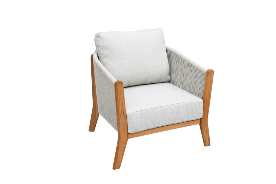 Кресло Сидней плетеное из роупа, основание тик, бежевое 4sis