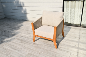 Кресло Сидней плетеное из роупа, основание тик, бежевое 4sis