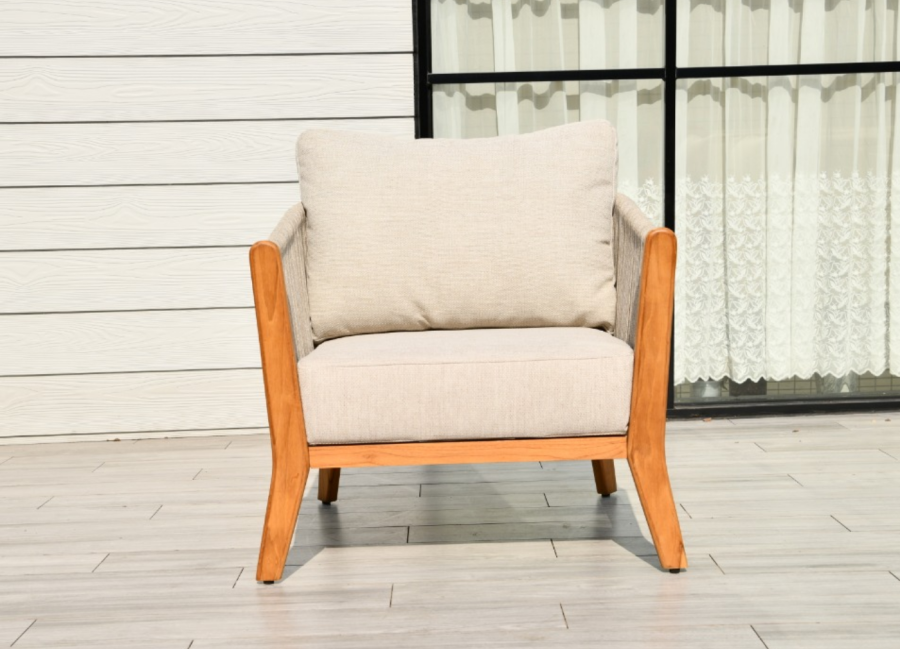 Кресло Сидней плетеное из роупа, основание тик, бежевое 4sis