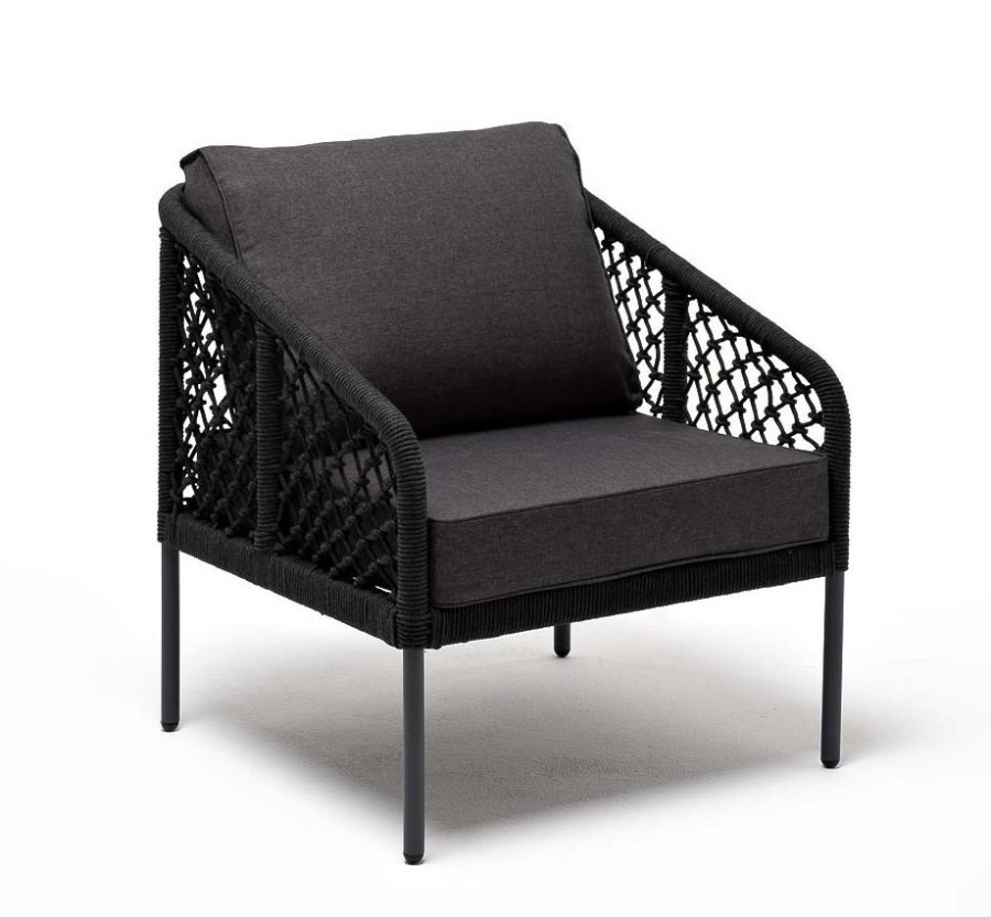 Кресло плетеное из роупа Канны темно-серое 4sis