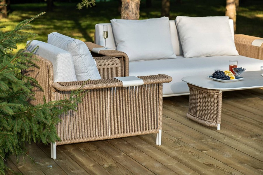 Лаунж-зона из искусственного ротанга Мальдивы, соломенный 4sis