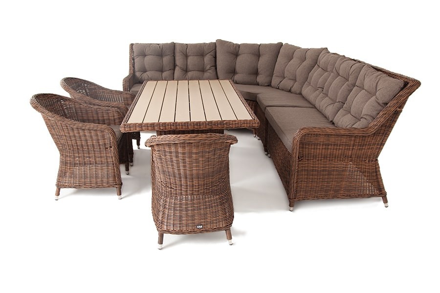 Обеденная группа из искусственного ротанга Бергамо коричневая 4sis