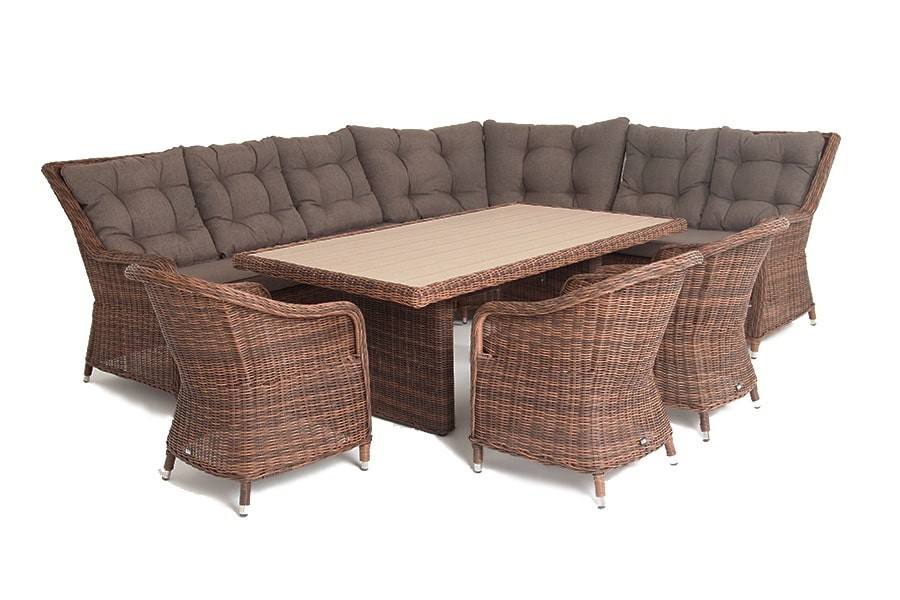 Обеденная группа из искусственного ротанга Бергамо коричневая 4sis