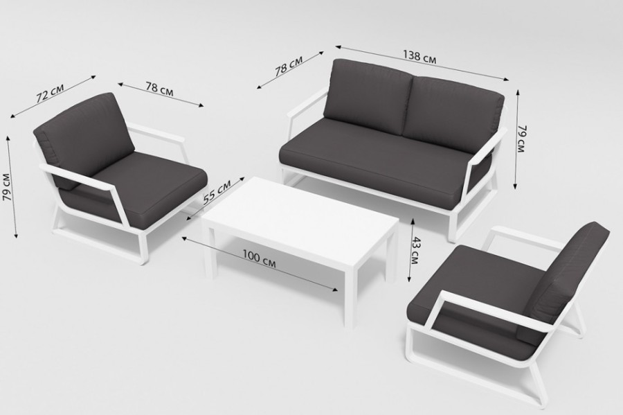 Лаунж зона Voglie белая Gardenini