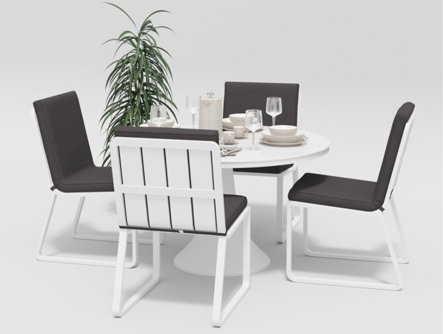 Обеденная группа Voglie Round White антрацит Gardenini