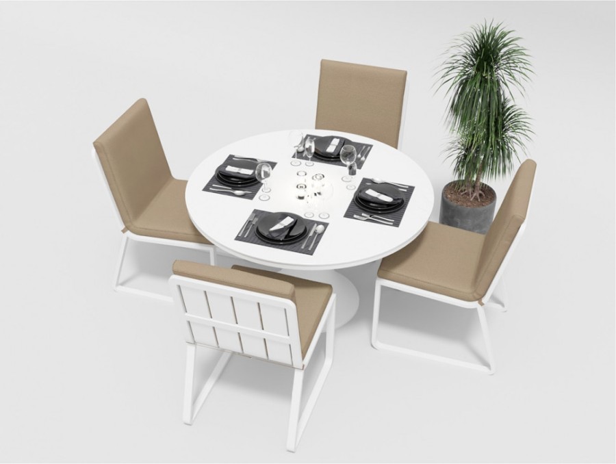 Обеденная группа Voglie Round White антрацит Gardenini