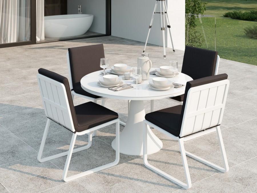 Обеденная группа Voglie Round White антрацит Gardenini