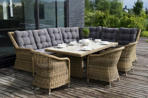 Обеденная группа из искусственного ротанга Бергамо соломенная 4sis