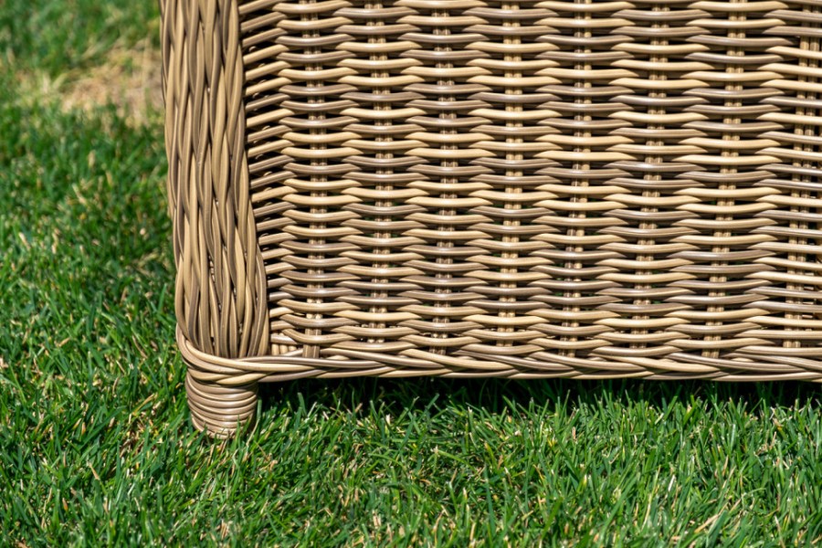 Обеденная группа из искусственного ротанга Бергамо соломенная 4sis