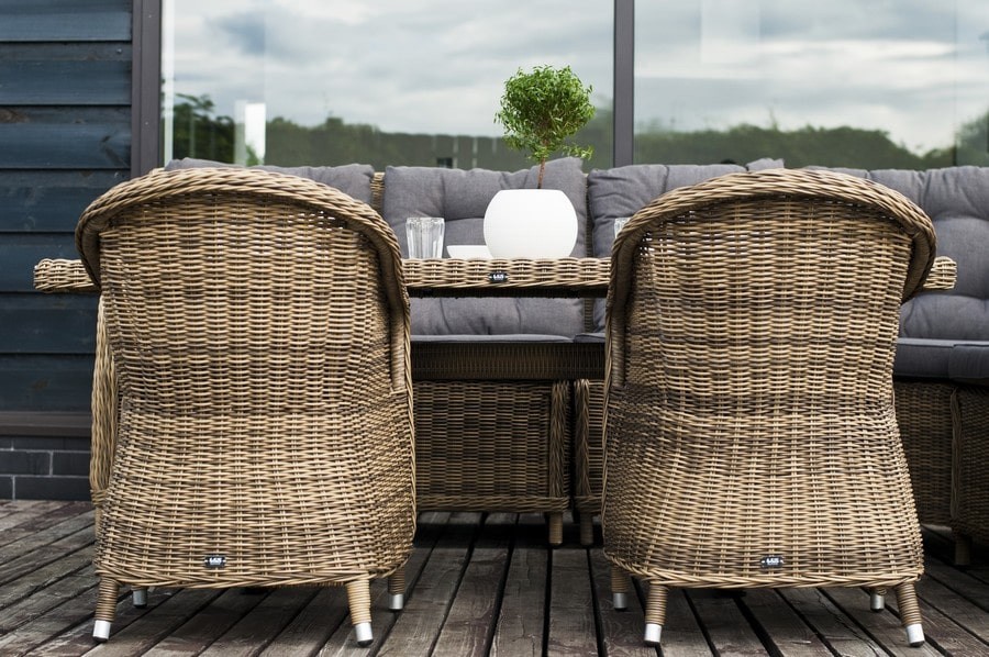 Обеденная группа из искусственного ротанга Бергамо соломенная 4sis