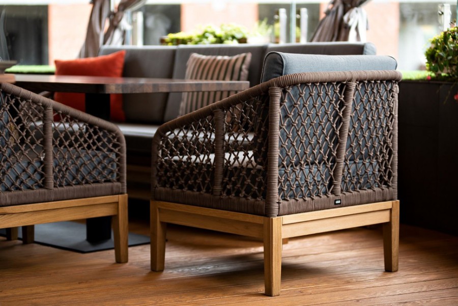 Плетеное кресло из узелкового роупа Канны, основание из дуба, 4sis