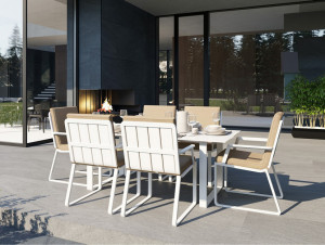 Обеденная группа Voglie White бежевая с подлокотниками Gardenini