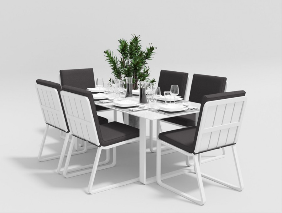 Обеденная группа Voglie White бежевая с подлокотниками Gardenini