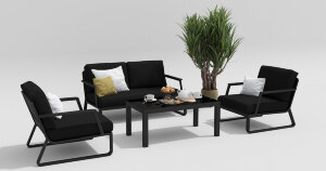 Лаунж зона Voglie черная Gardenini