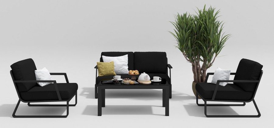 Лаунж зона Voglie черная Gardenini