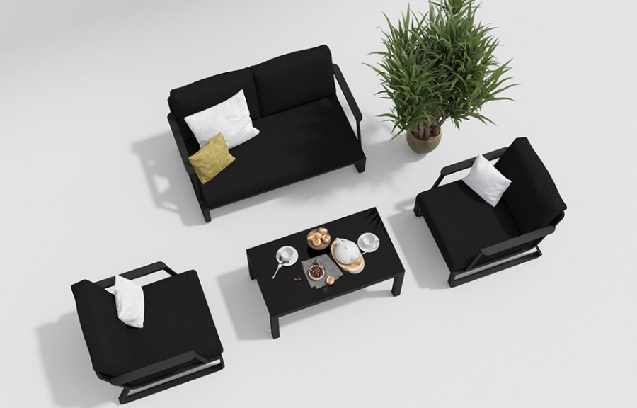 Лаунж зона Voglie черная Gardenini