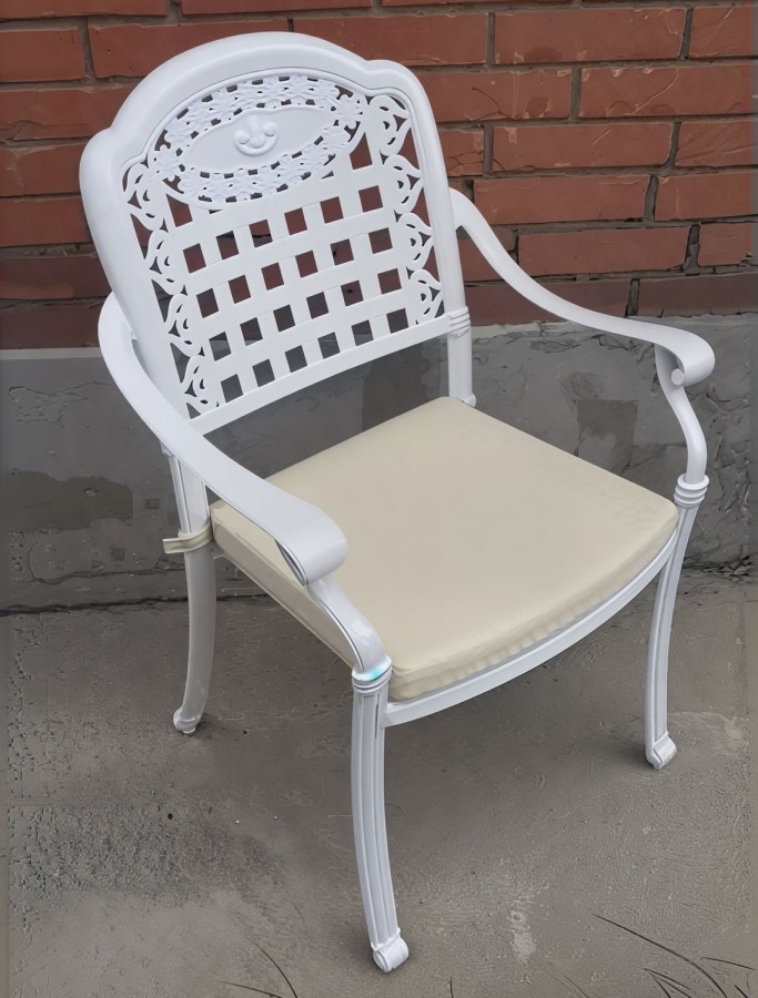 Обеденная группа из литого алюминия Gera 6 White Кит Маркет