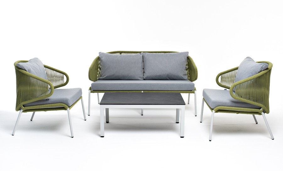 Лаунж-зона 4-местная из роупа Милан салатовый меланж 4sis